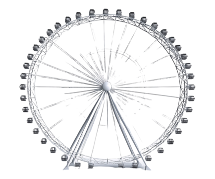 Iconic Ferris Wheel at Amusement Parks Isolated on White Background