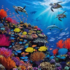 coral reef and fishes