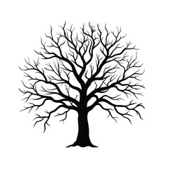 Obraz premium Silhouette of a Leafless Tree with Branches - Elegant Nature Vector