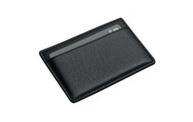 black leather wallet on a white background 