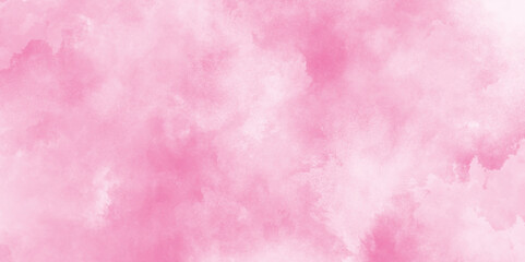 Fototapeta premium Ink effect light magenta color shades gradient illustration on textured paper background, pink smoke transparent effect overlay, Soft smeared aquarelle painted magenta watercolor canvas for splash.