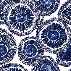 Vibrant tie-dye textile bandhani seamless pattern artistry contemporary design studio showcase artistic environment