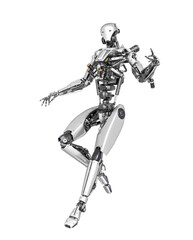 apocalypse cyborg is floating on the air