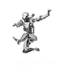 apocalypse cyborg is jumping high like a hero