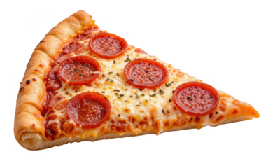 slice of pizza n a white background 