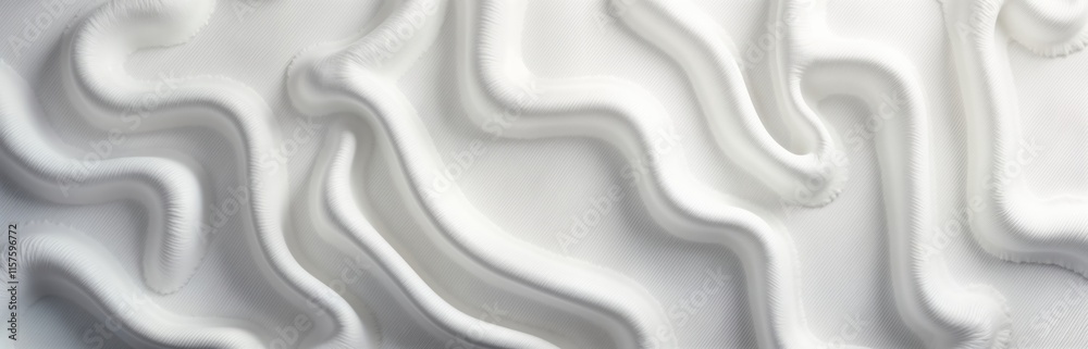 Poster white linen textile shows soft wavy lines, curves. abstract fabric texture creates subtle pattern. d