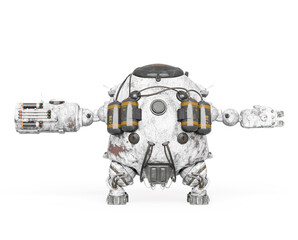 Fototapeta premium heavy metal mech ball in a pose on white background rear view