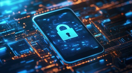 Mobile security technology digital environment modern smartphone secure interface innovative design for safety