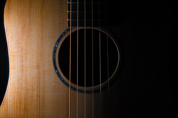 Acoustic guitar on black background