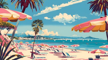 cannes america poster illustration travel print