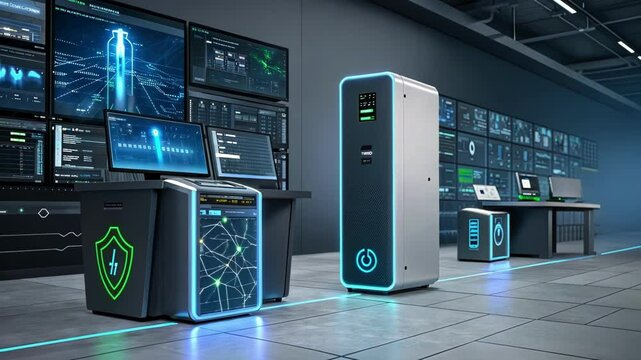 Advanced security measures employing quantum encryption safeguard servers and sensitive data within a state of the art data center, ensuring robust protection against cyber threats
