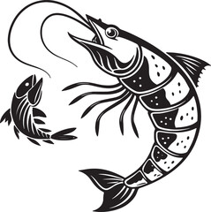  vector art illustration of a shrimp fish in a silhouette style. illustration