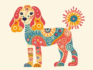 Fototapeta premium Colorful Ornate Dog Design Art Illustration