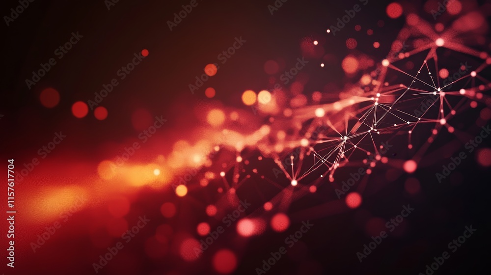 Poster Abstract red and black plexus background