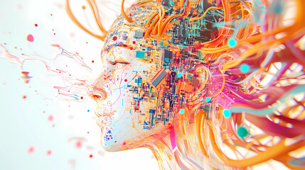 Fototapeta premium Flow Elements Circuit Layout Future Technology Artificial Intelligence Robotics Sci-Fi Style