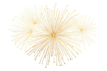 Festive new year's Golden fireworks isolated on a white background. Vector illustration