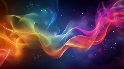 Abstract colorful smoke swirls on dark background