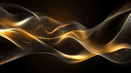 Abstract gold wave on black background