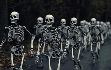 skeleton walk stock photo