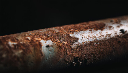 Rusted metal surface, pipe. Black background.