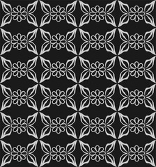 Beautiful gray seamless floral pattern on a dark background