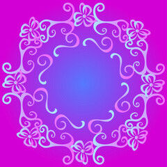 Beautiful original frame on a pink and blue background