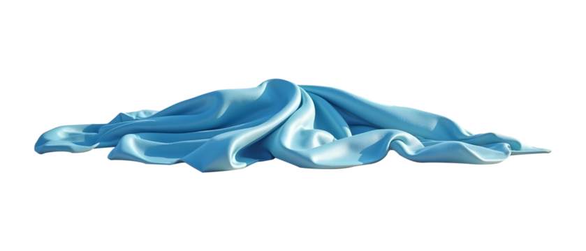 Blue silk cloth flows beautifully on isolated transparent background - Powered by Adobe