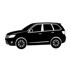 Fototapeta premium Eco-Friendly Hybrid Car Silhouette Vector on white background 
