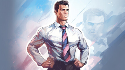 Superhero Businessman in Dynamic Stance Illustration