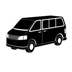Spacious Minivan  car Silhouette Vector on white background
