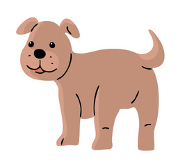 Obraz premium Cute dog. A pet is a friend. Little cheerful puppy. Animal character. Cartoon vector illustration isolated on white background