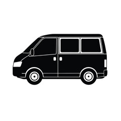 Spacious Minivan  car Silhouette Vector on white background
