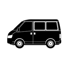 Spacious Minivan  car Silhouette Vector on white background
