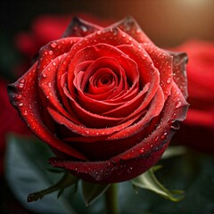 red rose with water drops