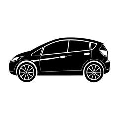 Sporty Coupe car  Silhouette Vector on white background 
