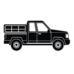 Rugged Pickup Truck Silhouette Vector on white background
