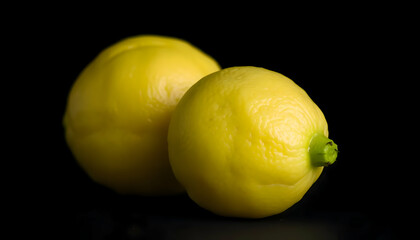 Two Lemons on Black Background: A Still Life Photography