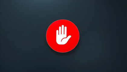 Obraz premium Red Circle Stop Hand Signal: Minimalist Graphic Design