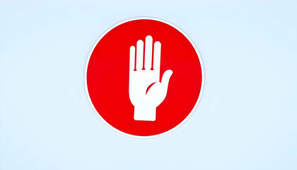 Red Circle Stop Sign: Hand Gesture Warning