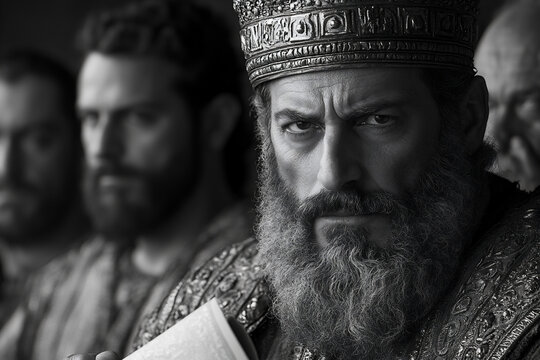 King Herod Presides Over a Council With Intensity and Authority in a Gripping Biblical Moment