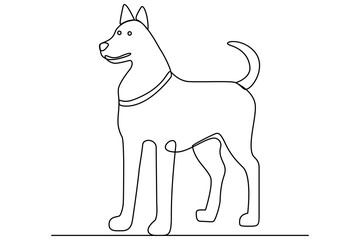 Continuous one line art drawing of dog vector illustration design