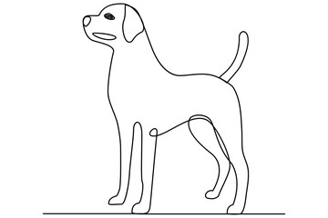 Continuous one line art drawing of dog vector illustration design
