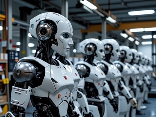 Fototapeta premium Futuristic Robot Line AI Automation Manufacturing Technology