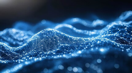 Abstract digital landscape of interconnected nodes.