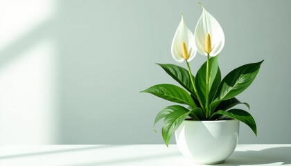 Elegant Peace Lily in a White Pot