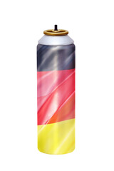 Eine Spraydose mit Bedruckung.