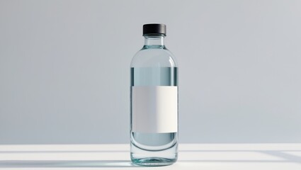 A bottle of water with a blank label on it
