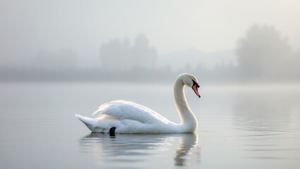 Fototapeta premium a white swan that is floating in the water