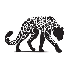 Black Color Cheetah silhouette design Vector Illustration, Solid White Background 1.eps