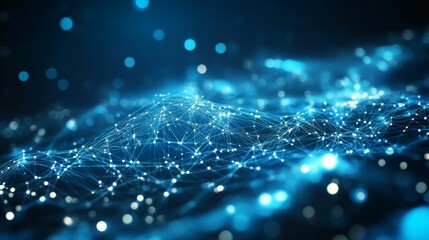 Abstract blue glowing network connections